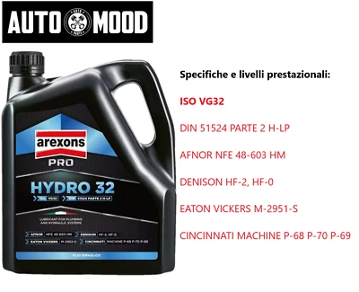AREXONS PRO HYDRO 32 OLIO IDRAULICO ANTIUSURA ANTISCHIUMA ISO VG 32 4 LITRI