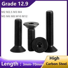 Grade 12.9 Carbon Steel Countersunk Socket Head Cap Screws, Hex Drive M2 M3-M12