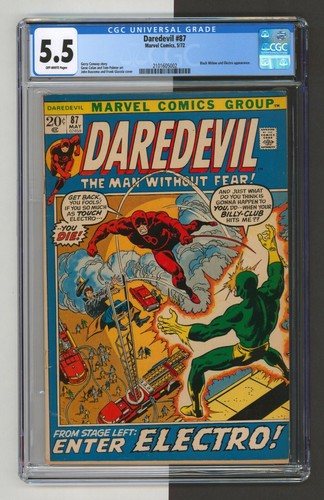 Daredevil #87, CGC 5.5, Gerry Conway Cover, Black Widow & Electro , Marvel 1972