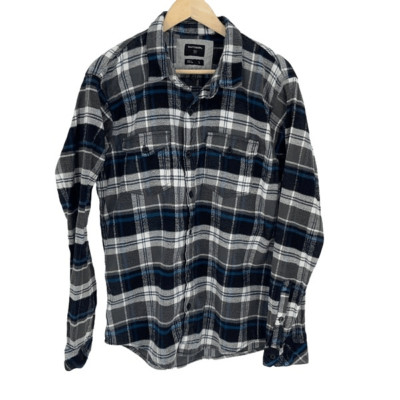 Burnside Mens Long Sleeve Plaid Flannel Button-Down Shirt Multicolor Large