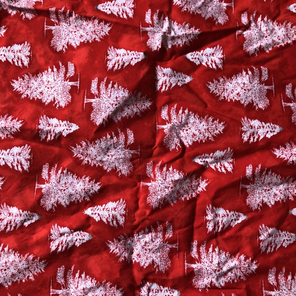Christmas Cotton Red Print with White Christmas Trees By Blank Textiles 55 X 31 - Image 3 of 3