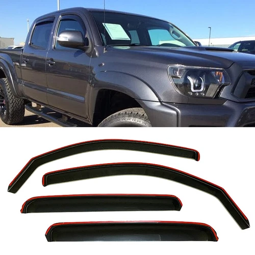 Set of IN-Channel Window Visor Rain Guard Fit Toyota Tacoma Double Cab 2005-2015