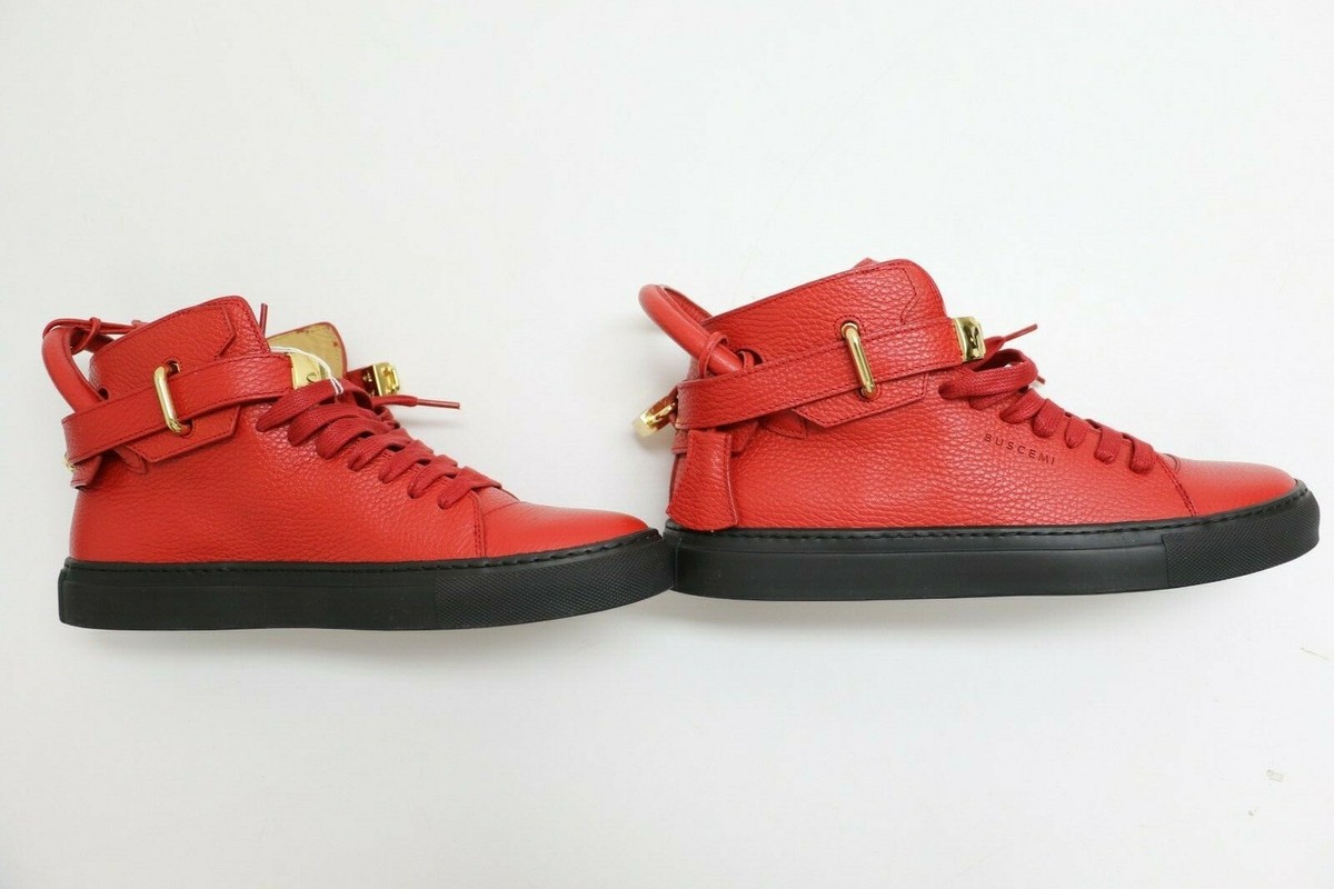 BUSCEMI 100mm Push Red/black High Top Leather SNEAKERS 9 US