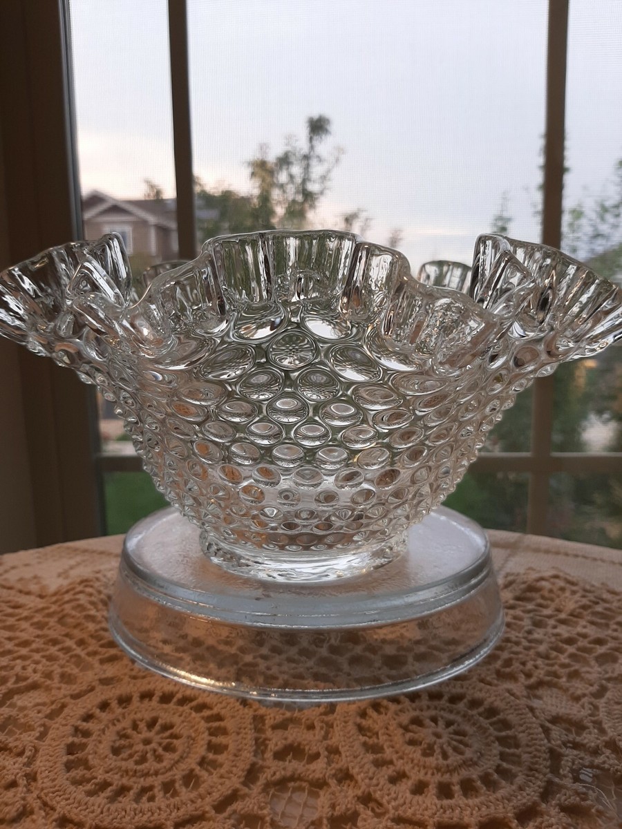 USAヴィンテージFentonフェントン　クリアホブネイル　ウォーターゴブレット Vintage Fenton Crystal Clear Hobnail Large Bowl GORGEOUS
