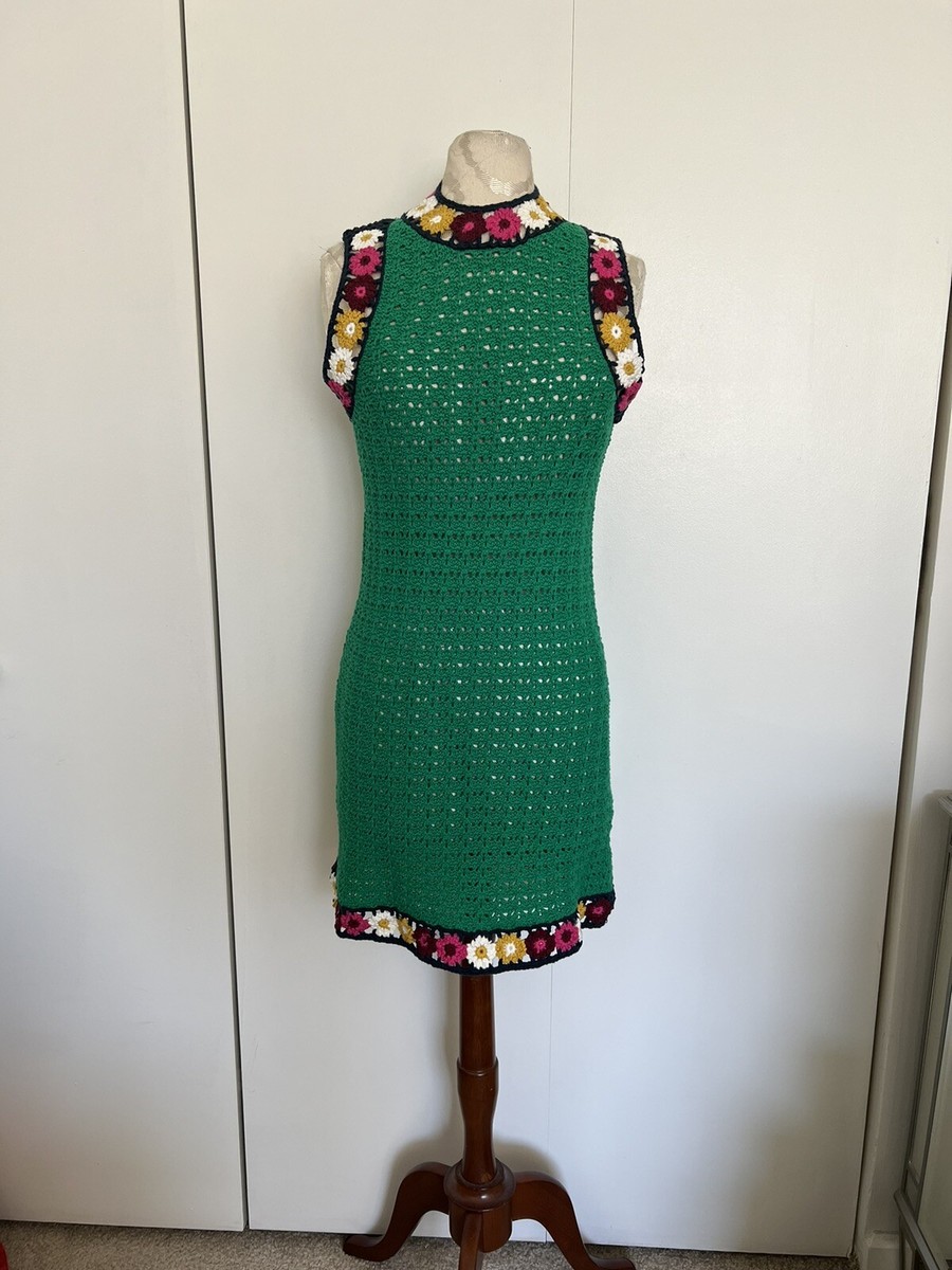 New Zara FLORAL GREEN CROCHET KNIT COTTON DRESS LIMITED EDITION SZ S | eBay