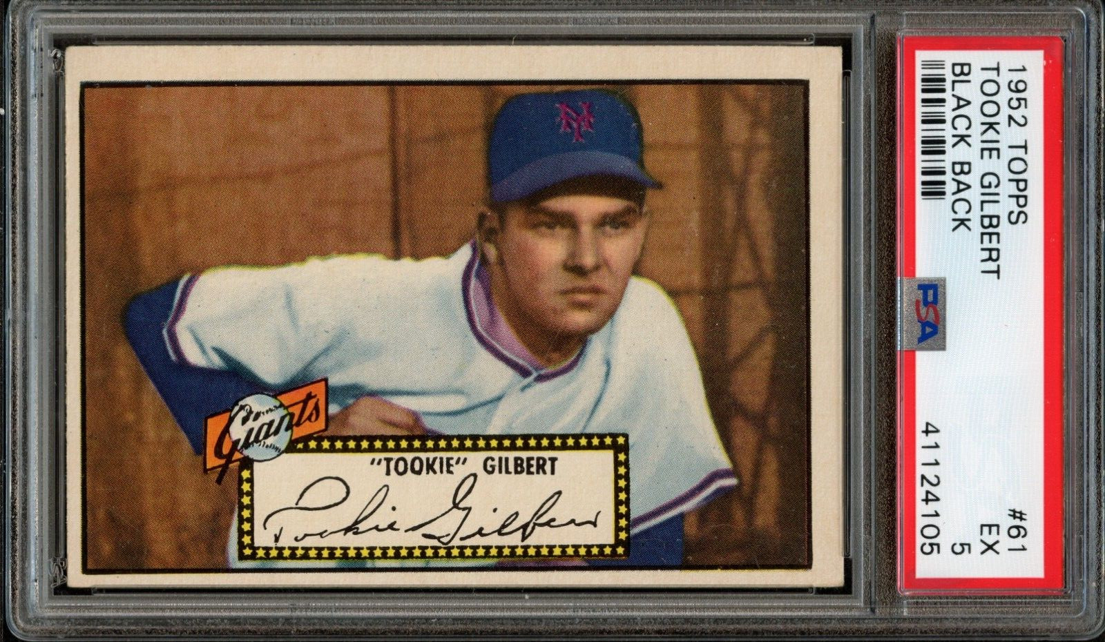 BB - 1952 Topps - #61 - Tookie Gilbert Black Back - PSA 5 - EX