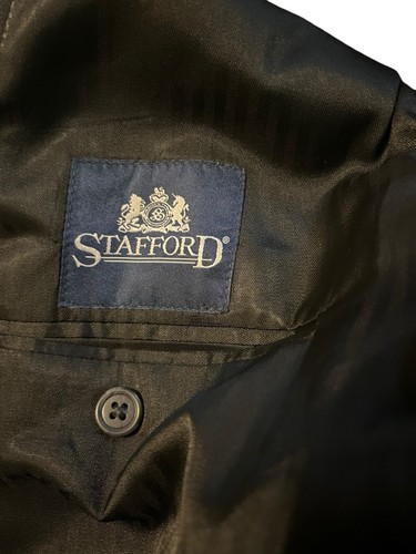 Vintage Stafford Men’s Dark Gray 2 Piece Suit Size 46L Pants Size 42x32 (42x31) - Picture 5 of 18
