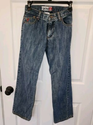 Quiksilver 100% Cotton Mid Rise Dark Wash Straight Denim Jeans Size 26 Boys
