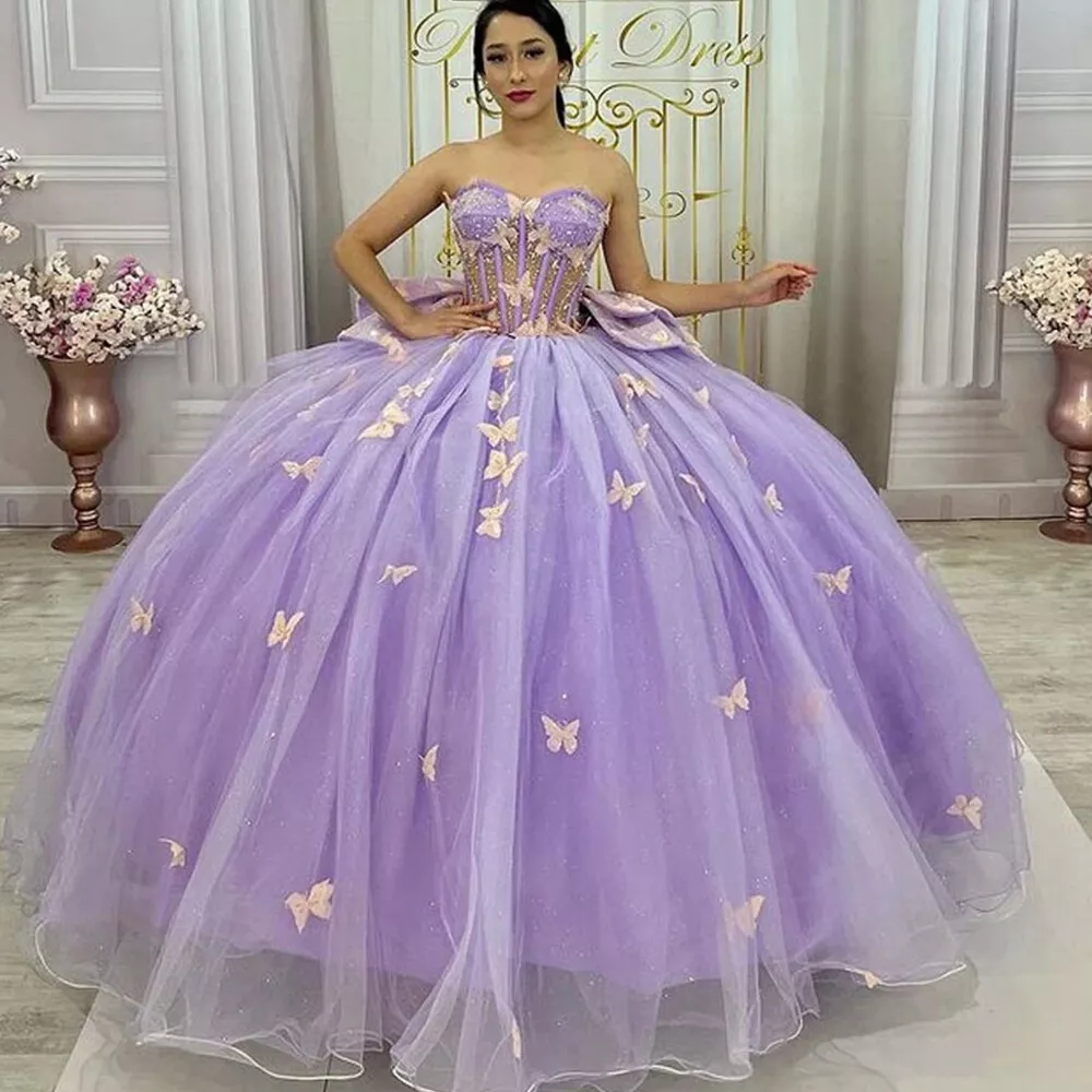 purple quinceanera dresses with butterflies