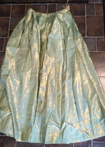 Womens M  Indian chic wedding or glamours even gold green long skirt bollywood - Afbeelding 1 van 4