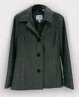 Nautica Women's Winter Charcoal Gray Wool Blend Lined Pea Coat Large EUC
