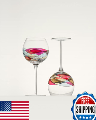 Sagrada Barcelona Wine Glass Large Stem 21oz Handblown & Handmade, Handpainted L