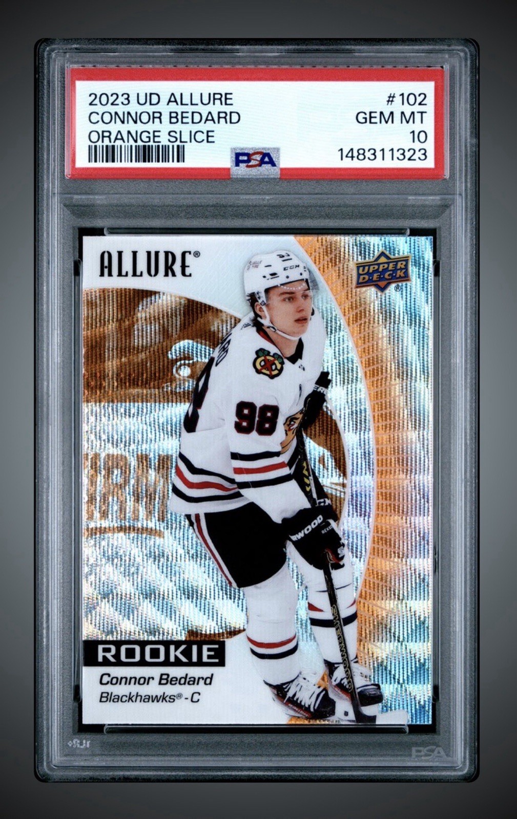 2023-24 Upper Deck Allure #102 Orange Slice Connor Bedard RC PSA 10 GEM MINT
