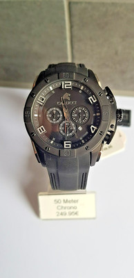 Quarz Herren Männer Uhr Armbanduhr Schwarz Black Silikon CA2214 BK CARUCCI