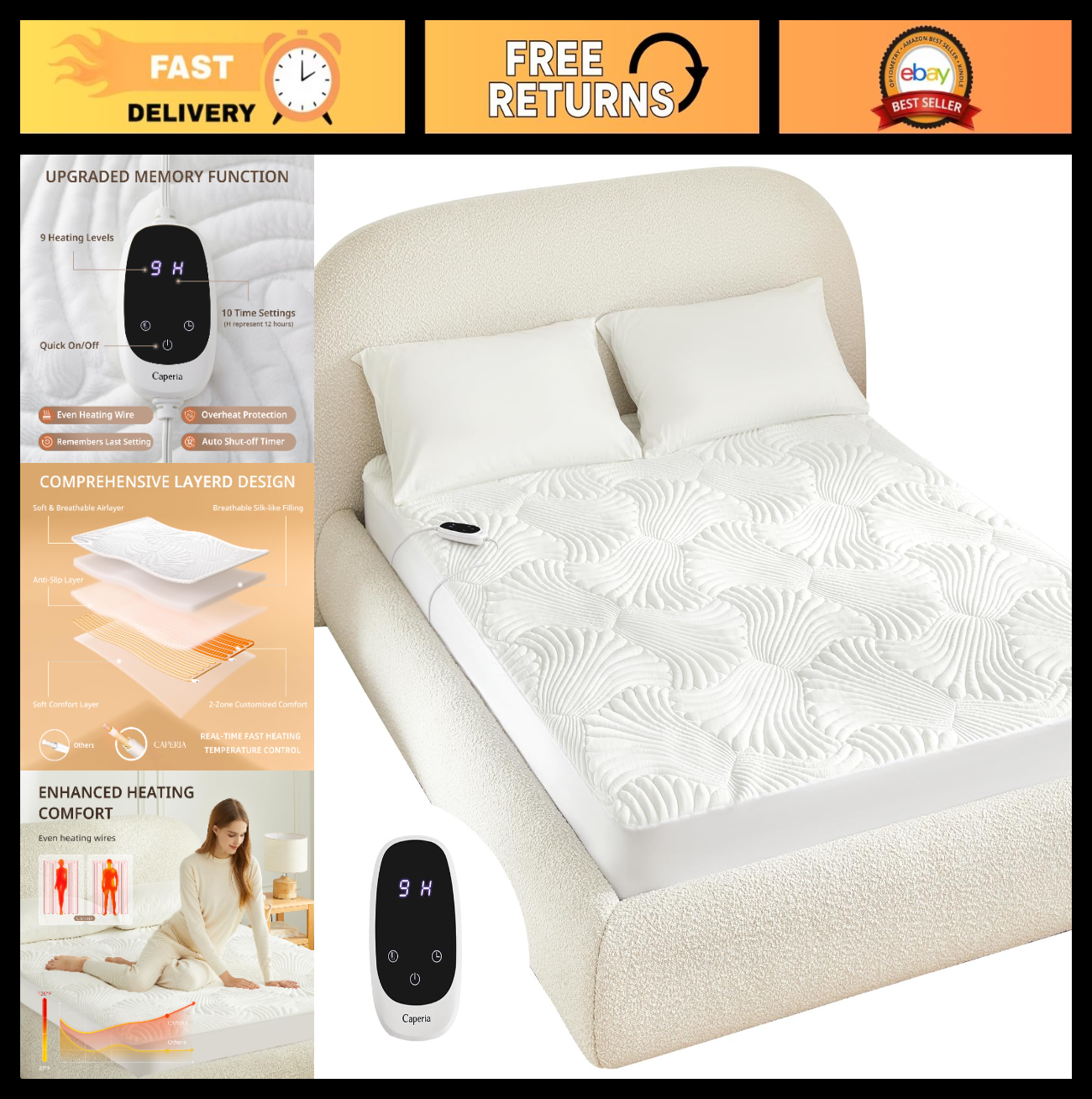 Heated Mattress Pad Twin XL Electric 9 Settings