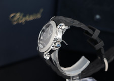 $5,250 Chopard 36mm Steel Happy Sport 3 Floating Diamond Black Dial Watch 8475 5