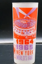 Vtg 1964/65 NY World's Fair Circus Tall Frosted Collins Glass Anchor Hocking