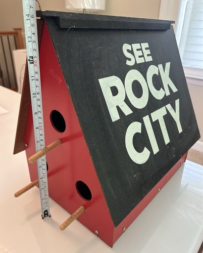 Authentic "SEE ROCK CITY" 6-Hole Birdhouse XL Vintage - See pics & Read All wood