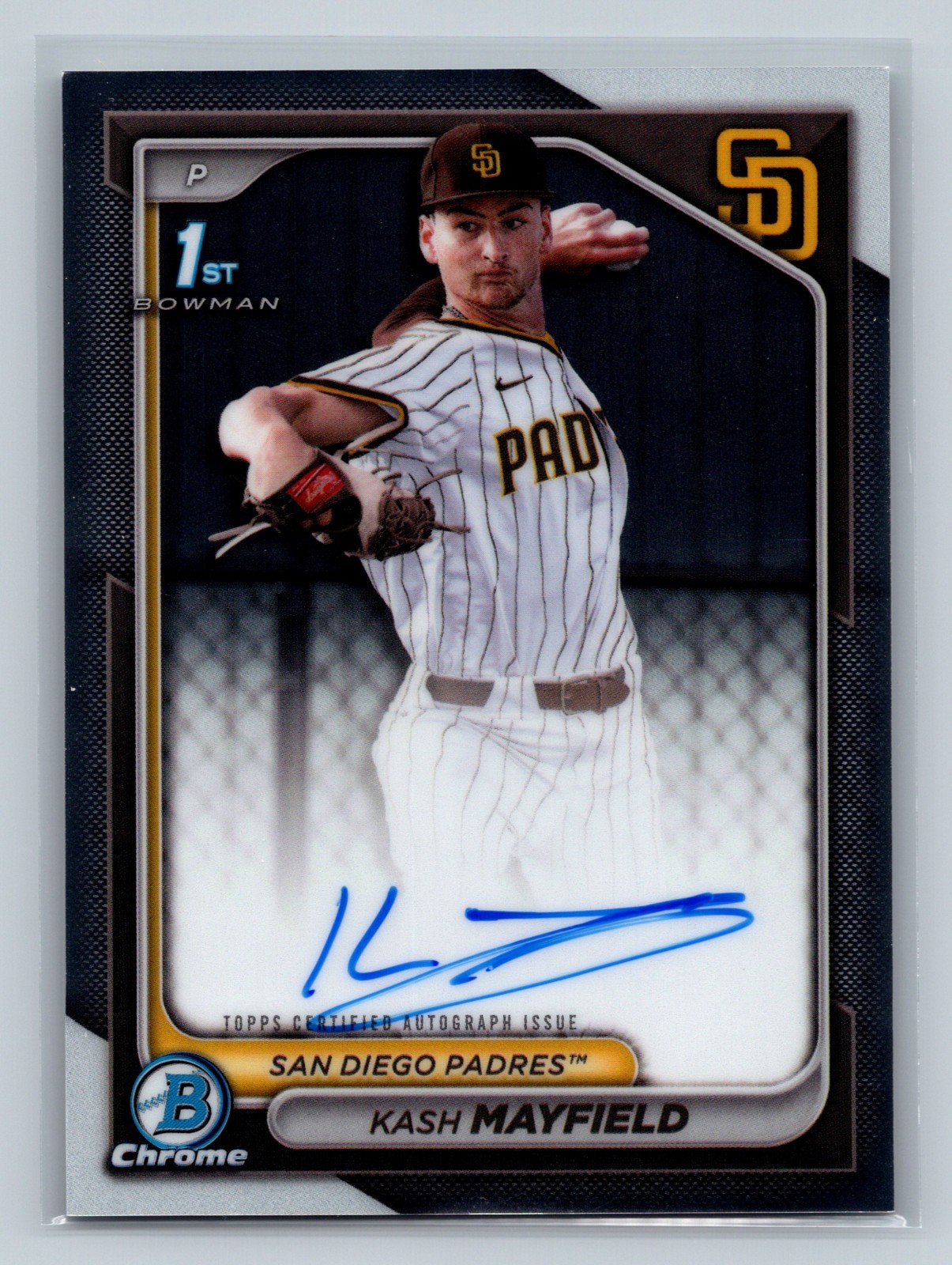 Kash Mayfield 2024 Bowman Draft Chrome 1st Auto #CPA-KM Padres
