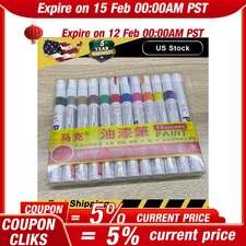 12PC Waterproof Permanent Paint Marker Pen Car Tyre Tire Tread Rubber Metal US