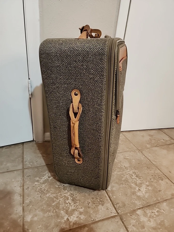 HARTMANN 25" Expandable Two Wheeled Luggage Suitcase Bag Tweed & Leather - Image 3 of 4