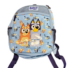 Bluey Kids Backpack Toddler Preschool Book Bag Blue Purple 14x12