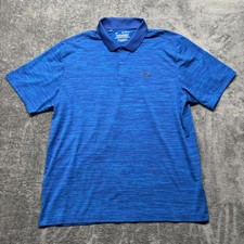 Under Armour Shirt Mens XL Blue Performance Polo Short Sleeve Loose Fit Golf