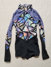 Weissman Shattered Glass Broken Sorrow Long Sleeve Dance Biketard Girls Size IC