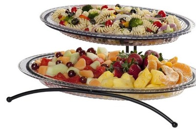 CreativeWare 2-Tier Buffet Server, Includes 1 Small and 1 Larger Platter