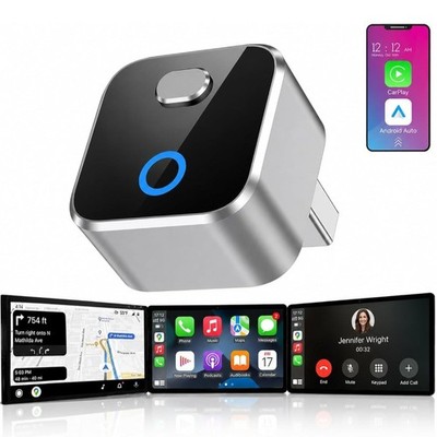 Wireless CarPlay Adapter for iPhone, 2-in-1 USB Carplay Wireless Adapter for Car