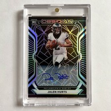 Jalen Hurts Rookie Auto 2020 Obsidian #122 Green Parallel Numbered /50 Eagles RC