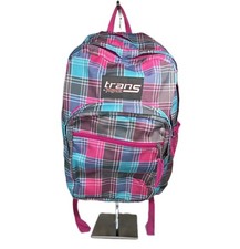 Trans by JanSport Backpack Pink Turquoise Plaid 4 Pocket School