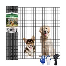 PVC Coated Welded Wire Fence 24" x 25' Roll, 2"x3" Mesh,15GA, Black