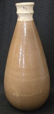 Vintage Modernist 10" Sculptural Vase Tan Stoneware Pottery Made in Philippines