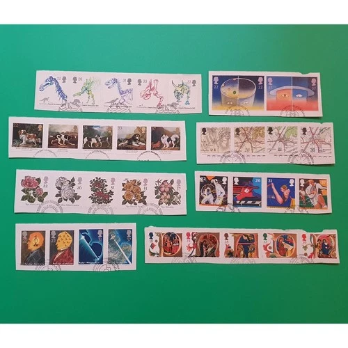 GB 1991 COMMEMORATIVE STAMPS YEAR PACK = 8 FINE USED SETS EX FDC ON PIECE #4240