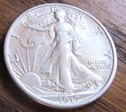 1917-D Walking Liberty half dollar, AU/BU