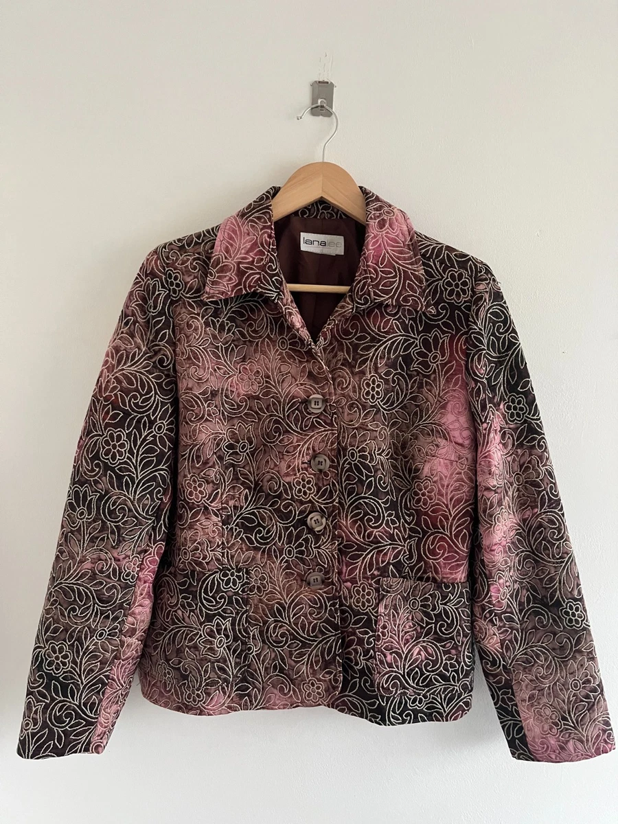 Blazer Vintage Stuart Alan Petites - Femme, Fleuri, épaulettes, Taille 14P