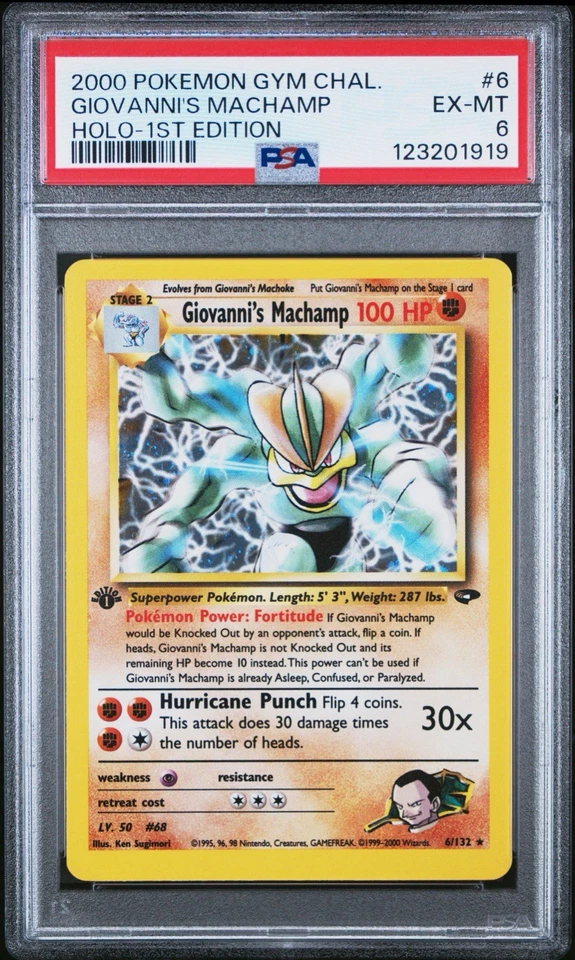 1st Edition Giovanni’s Machamp Holo 6/132 - Gym Challenge - PSA 6 EX-MT - Image 3 of 4
