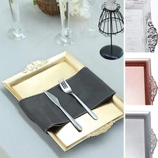 14-Inch long RECTANGULAR SERVING TRAYS Embossed Rim Wedding Party Home Supplies