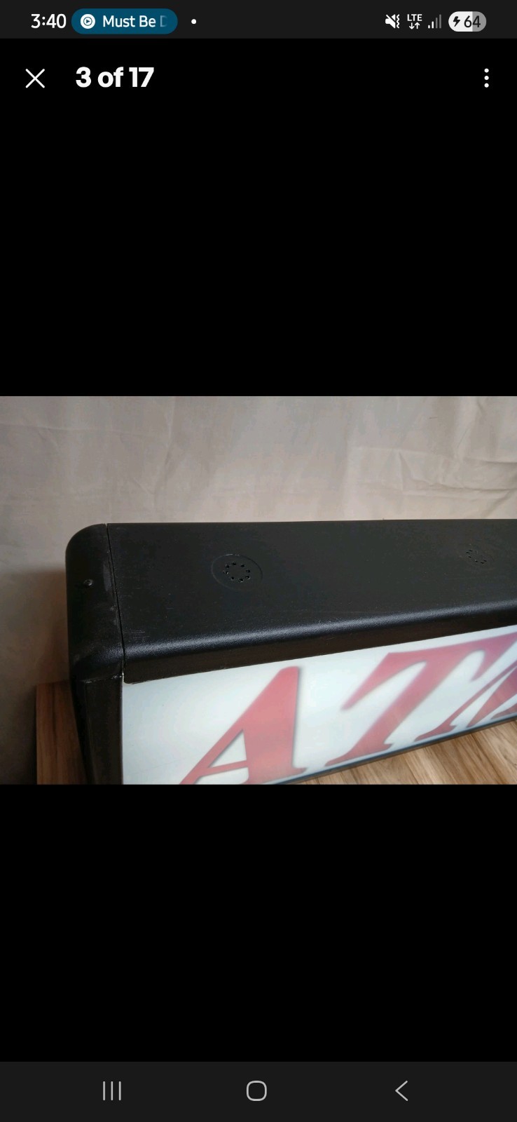 Vintage Light up atm sign double sided 30x16x6 WORKS White And Red Bright