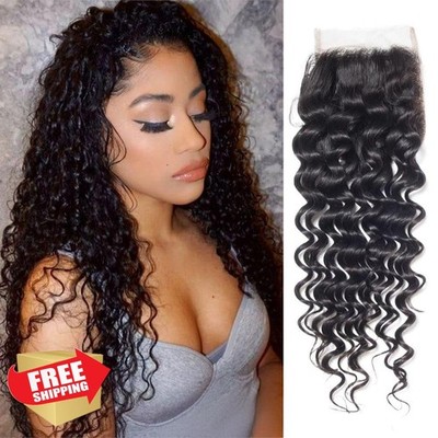 Rebasar 4x4 Lace Closure 12 Inch Deep Wave Virgin Remy