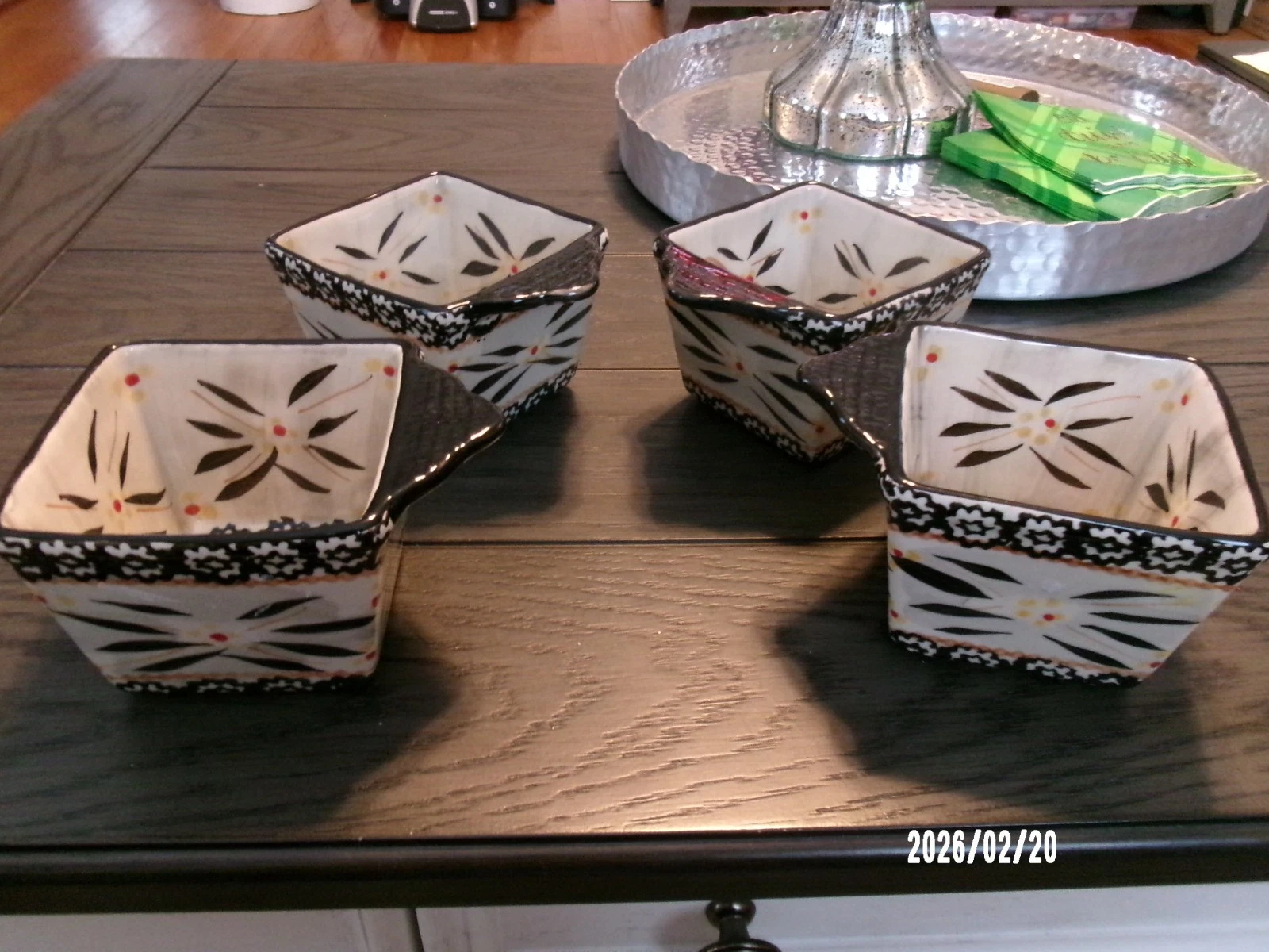 Set of 4 Temptations By Tara Old World Black Ramekins 10 oz Square Baking Dishes