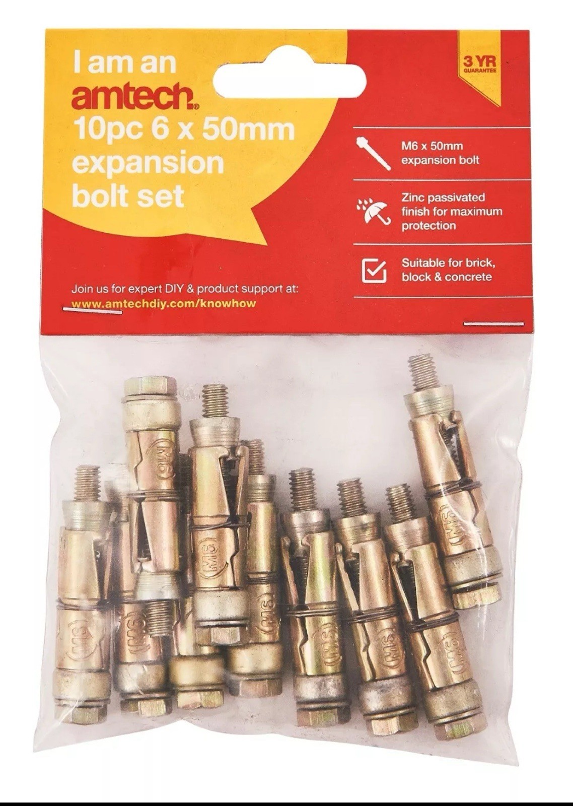 10Pc 6 X 50Mm Expansion Bolts Concrete Stone Brick Heavy Duty Constrution Anchor