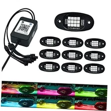 10 Pods RGB LED Rock Lights Kits with APP Control RGB Multi-Color Atmosphere 