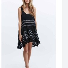 Free People Intimately Voile Lace Trapeze Slip Dress Sz M Microdot Dainty Grunge