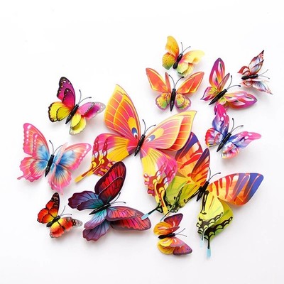 12Pcs Double Layer 3D Butterfly Wall Stickers