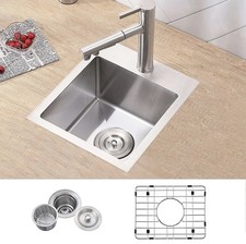VCCUCINE Drop in Bar Sink, 15x15 Inch Topmount RV Small Kitchen Sink /Open Box