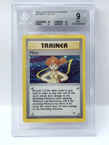 Pokemon Gym Heroes Misty Trainer Holo #18 Bgs 9 Very Nice!!!