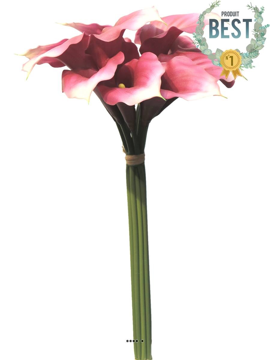 Bouquet d'arum calla artificiel decoration florale sans entretien rose fuchsia