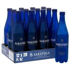Saratoga Sparkling Water Bottles 12-Pack Carbonated Spring Water - 28 Fl Oz